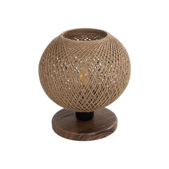 BOWL 204-0087 Μοντέρνο Επιτραπέζιο Φωτιστικό Πορτατίφ με Ντουί 1 x E27 AC 220-240V IP20 - Καφέ & Μπεζ - Μ22 x Π22 x Υ23cm