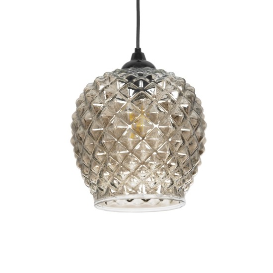 KEGEL 206-0006 Μοντέρνο Κρεμαστό Φωτιστικό Οροφής με Ντουί 1 x E27 AC 220-240V IP20 - Μαύρο Φιμέ - Μ19 x Π19 x Υ19cm