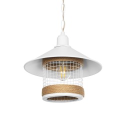 GLORA 201-0089 Vintage Κρεμαστό Φωτιστικό Οροφής με Ντουί 1 x E27 AC 220-240V IP20 - Λευκο & Μπεζ - Μ30 x Π30 x Υ29cm