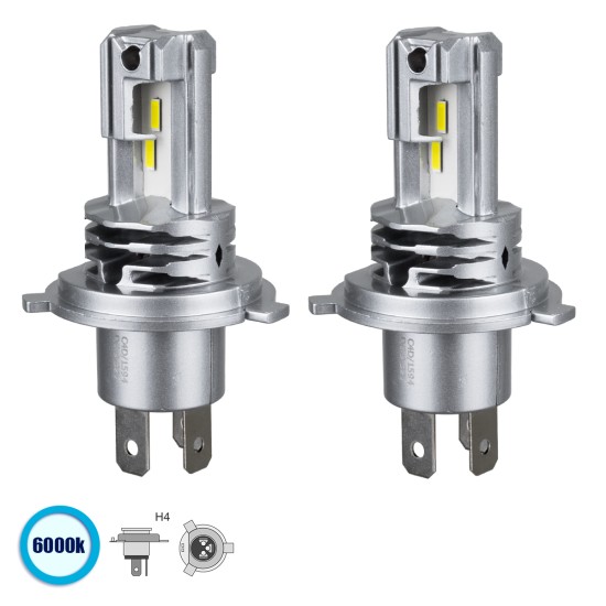 LEDKITM4 81665 Λάμπα H4 CANbus LED 20W/40W 3200lm/6400lm 360° DC 12-24V Αδιάβροχο IP65 Ψυχρό Λευκό 6000K - CREE COB Chip - Μ4.7 x Π4.7 x Υ8.2cm - Πακέτο 2 Τεμαχίων - 2 Χρόνια Εγγύηση