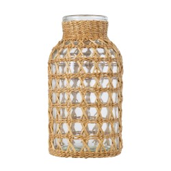 MANDY 35626 Διακοσμητικό Βάζο Γυάλινο Διάφανο με Μπαμπού Φ10.5 x Υ20cm