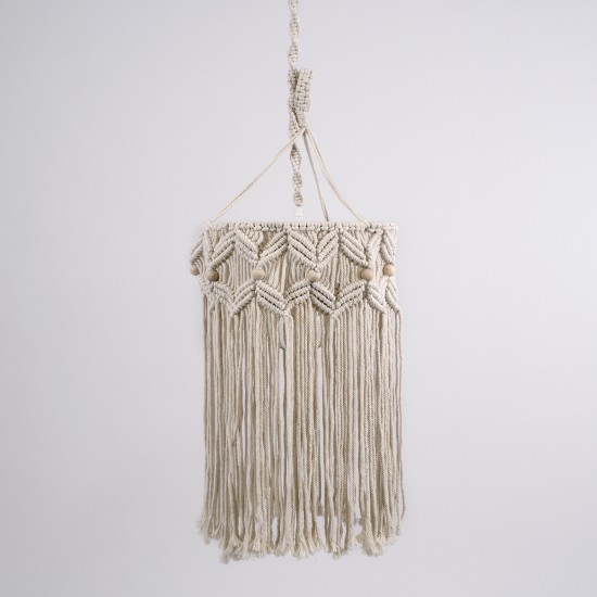 CONGO 36206 Boho - Μακραμέ - Macrame Κρεμαστό Φωτιστικό Οροφής Μονόφωτο 1 x E27 Πλεκτό Χειροποίητο Μπεζ Υφασμάτινο με Σχοινί Φ30 x Υ50cm