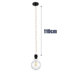 SHAQRA 36216 Μοντέρνο Κρεμαστό Φωτιστικό Οροφής με Ντουί 1 x E27 AC 220-240V IP20 - Μπεζ & Μαύρο - Μ4 x Π4 x Υ110cm