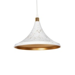 MARBLE 203-0098 Μοντέρνο Κρεμαστό Φωτιστικό Οροφής με Ντουί 1 x E27 AC 220-240V IP20 - Λεύκο & Χρυσό - Μ30 x Π30 x Υ20cm