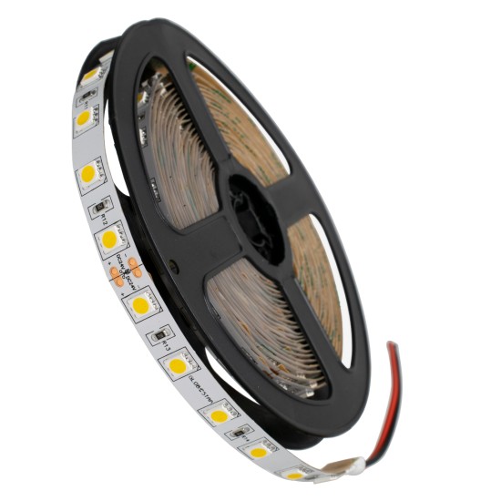 70222 Ταινία LED SMD 5050 5m 14.4W/m 60LED/m 1648lm/m 120° DC 24V IP20 Θερμό Λευκό 3000K - 5 Χρόνια Εγγύηση