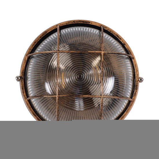 BOATLIGHT 61590 Vintage Φωτιστικό Καραβοχελώνα Τοίχου & Οροφής με Ντουί 2 x E27 AC 220-240V Αδιάβροχο IP65 - Χάλκινο Παλαιωμένο Εφέ Σκουριάς Ματ - Μ24 x Π24 x Υ11cm