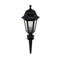 VITRO 203-0193 Vintage Καρφωτό Φωτιστικό Φαναράκι Μονόφωτο 1 x E27 IP44 Μαύρο & Διάφανο Πλαστικό - Μ17 x Π17 x Υ55cm