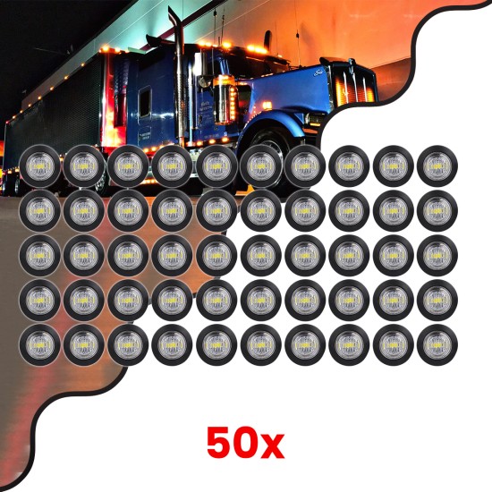 85307 Πακέτο 50 Τεμάχια Φώτα Όγκου για Φορτηγά BULLET PIN LED SMD 5730 1W / Τεμ. 100lm DC 24V Αδιάβροχα IP65 Ψυχρό Λευκό 6000K