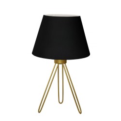 TRIP 204-0085 Μοντέρνο Eπιτραπέζιο Φωτιστικό Πορτατίφ Μονόφωτο 1 x E27 IP20 Χρυσό Μέταλλο με Μαύρο Ύφασμα - Μ22 x Π22 x Υ33cm