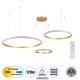 DIAMOND TRIO 61145 Μοντέρνο Κρεμαστό Φωτιστικό Οροφής LED 120W 14723lm 360° AC 220-240V IP20 Ρυθμιζόμενο Λευκό CCT με Χειριστήριο από 2700K έως 6000K Dimmable - Lumileds SMD Chip - Χρυσό Βούρτσας - Μ150 x Π150 x Υ60cm - 3 Χρόνια Εγγύηση