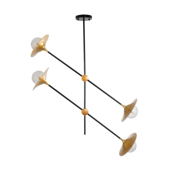 JOLIET 999-0044 Μοντέρνο Φωτιστικό Οροφής με Ντουί 4 x G9 AC 220-240V IP20 - Μαύρο & Χρυσό - Μ93 x Π20 x Υ106cm