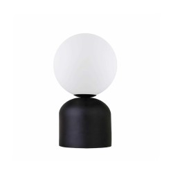 MAGIC 204-0132 Μοντέρνο Eπιτραπέζιο Φωτιστικό Μονόφωτο 1 x E14 IP20 Μαύρο Μέταλλο με Λευκό Γυαλί - Μ13 x Π13 x Υ28cm