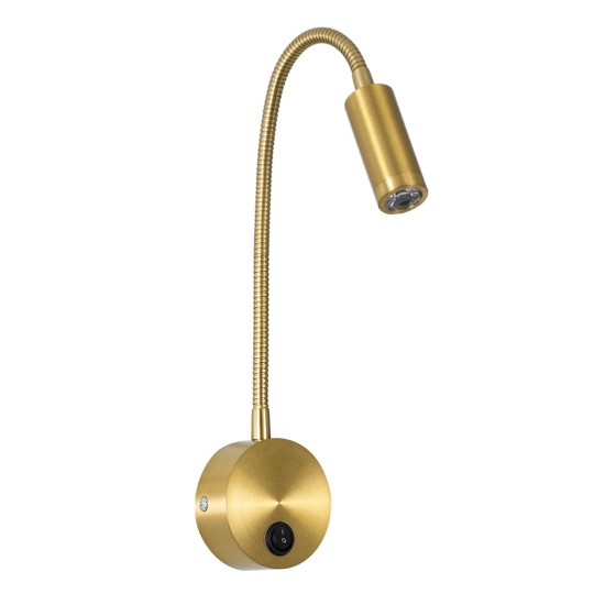 GOOSE 61692 Μοντέρνο Φωτιστικό Τοίχου - Απλίκα Ξενοδοχείου Reading Light LED 3W 300lm 36° AC 220-240V IP20 Θερμό Λευκό 2700K - CREE XPE Chip & TÜV SÜD Driver - Χρυσό Βούρτσας - Μ6.5 x Π15 xΥ24.5cm - 3 Χρόνια Εγγύηση