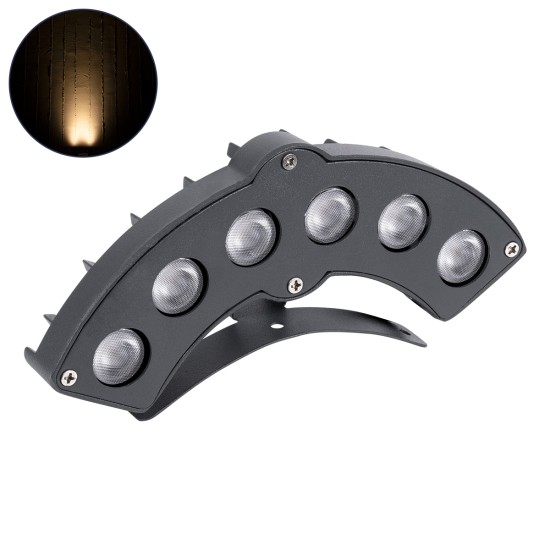 TREEGINA 90679 Κυρτή Μπάρα Φωτισμού Wall Washer για Φυτά - Δέντρα LED 6W 660lm 30° DC 24V Αδιάβροχο IP65 Θερμό Λευκό 2700K Dimmable - Bridgelux SMD Chip - Γκρι Ανθρακί - Μ18 x Π3.5 x Υ7cm - 3 Χρόνια Εγγύηση