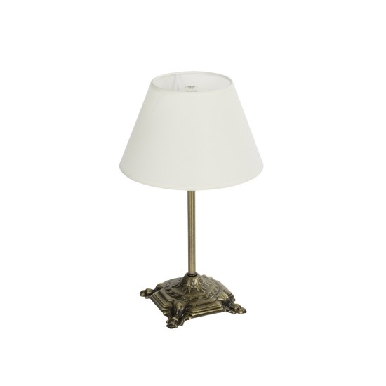 AΝΤΙQUE 204-0142 Vintage Επιτραπέζιο Φωτιστικό Πορτατίφ με Ντουί 1 x E27 AC 220-240V IP20 - Μπρούτζινο & Λευκό - Μ22,5 x Π22,5 x Υ37cm