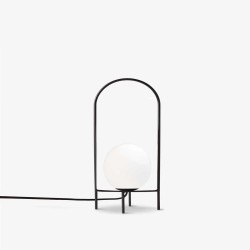 SPIDY 204-0139 Μοντέρνο Eπιτραπέζιο Φωτιστικό Μονόφωτο 1 x E27 IP20 Μαύρο Μέταλλο με Λευκό Γυαλί - Μ20 x Π20 x Υ37cm