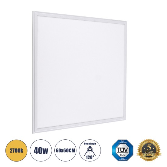 60208-1 Χωνευτό LED Panel Milky Super Slim 60x60cm 40W 3600lm 120° CRI≥80Ra UGR<19 AC 220-240V IP20 Μ60 x Π60 x Υ1.5cm - Θερμό Λευκό 2700K - TÜV Certified Driver - 5 Χρόνια Εγγύηση