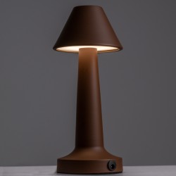 MOLLY 76519 Επαναφορτιζόμενο Επιτραπέζιο Φωτιστικό Πορτατίφ LED 1.5W 105lm 120° DC 5V IP44 Θερμό Λευκό 2700K Dimmable Καφέ Αλουμίνιο - Μ10 x Π10 x Υ23cm - 2 Xρόνια Εγγύηση