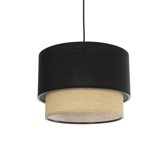 BIGGIE 204-0098 Μοντέρνο Κρεμαστό Φωτιστικό Οροφής με Ντουί 1 x E27 AC 220-240V IP20 - Μαύρο & Μπεζ - Μ30 x Π30 x Υ23,5cm