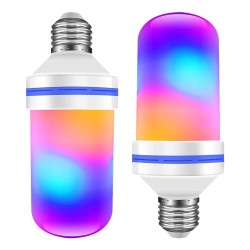 TUBULAR 76076 Λάμπα E27 LED 9W 350lm 260° AC 220-240V IP20 Πολύχρωμο RGB με 4 Λειτουργίες Εφέ Φλόγας & Αναστροφή - Λευκό Γαλακτερό - Μ6 x Π6 x Υ15cm - 2 Χρόνια Εγγύηση