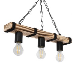 GLISTER 201-0003 Vintage Κρεμαστό Φωτιστικό Οροφής με Ντουί 3 x E27 AC 220-240V IP20 - Μπεζ & Μαύρο - Μ50 x Π9 x Υ10cm