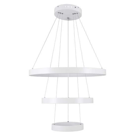 NEMESIS TRIO 61168-DECO Κρεμαστό Φωτιστικό Δαχτυλίδι-Κύκλος LED CCT 100W 12123lm 360° AC 220-240V - Εναλλαγή Φωτισμού μέσω Τηλεχειριστηρίου All In One Ψυχρό 6000k+Φυσικό 4500k+Θερμό 2700k Dimmable Φ25+40+60cm - Λευκό - 3 Years Warranty