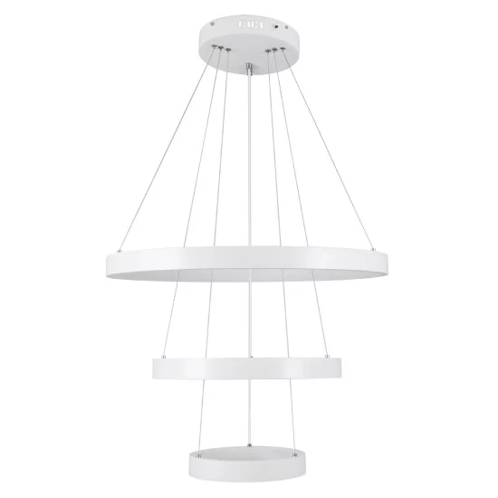 NEMESIS TRIO 61168-DECO Μοντέρνο Κρεμαστό Φωτιστικό Οροφής LED 100W 12123lm 360° AC 220-240V IP20 Ρυθμιζόμενο Λευκό CCT με Χειριστήριο από 2700K έως 6000K Dimmable - Lumileds SMD Chip - Λευκό Ματ - Μ60 x Π60 x Υ60cm - 3 Χρόνια Εγγύηση