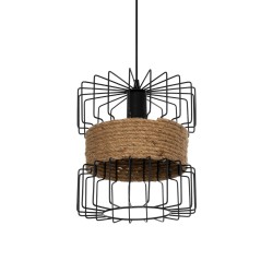 ORB 201-0096 Vintage Κρεμαστό Φωτιστικό Οροφής με Ντουί 1 x E27 AC 220-240V IP20 - Μαύρο & Μπεζ - Μ27 x Π27 x Υ31cm