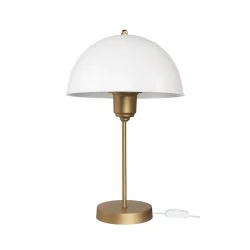 GAZETA 203-0303 Μοντέρνο Επιτραπέζιο Φωτιστικό Πορτατίφ με Ντουί 1 x E27 AC 220-240V IP20 - Λευκό & Μπρονζέ  - Μ25 x Π25 x Υ39cm