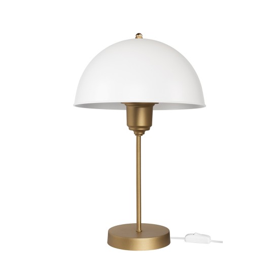 GAZETA 203-0303 Μοντέρνο Επιτραπέζιο Φωτιστικό Πορτατίφ με Ντουί 1 x E27 AC 220-240V IP20 - Λευκό & Μπρονζέ  - Μ25 x Π25 x Υ39cm
