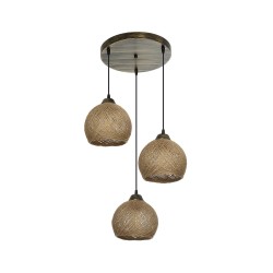 YASAM 203-0025 Vintage Κρεμαστό Φωτιστικό Οροφής με Ντουί 3 x E27 AC 220-240V IP20 - Καφέ - Μ42 x Π42 x Υ54cm