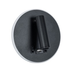 LADY-R 60938 Μοντέρνο Φωτιστικό Τοίχου - Απλίκα Ξενοδοχείου Reading Light με Φορτιστή USB 3A LED 6W 600lm 36° & 360° AC 220-240V IP20 Φυσικό Λευκό 4500K - Bridgelux COB Chip & TÜV SÜD Driver - Μαύρο Ματ - Μ15 x Π15 x Υ7cm - 3 Χρόνια Εγγύηση