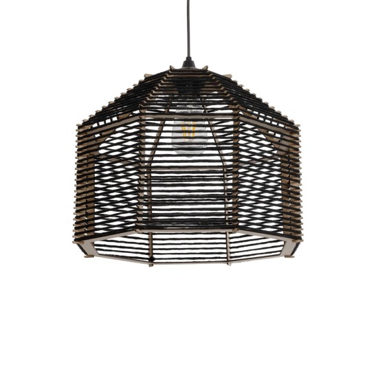 VORK 205-0027 Boho Κρεμαστό Φωτιστικό Οροφής με Ντουί 1 x E27 AC 220-240V IP20 - Μαύρο - M40 x Π40 x Υ36cm