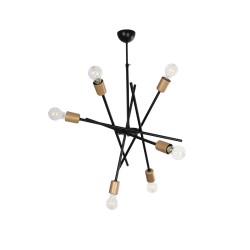 SUNFY 201-0030 Μοντέρνο Φωτιστικό Οροφής με Ντουί 6 x E27 AC 220-240V IP20 - Μαύρο & Μπρούτζινο - Μ57 x Π57 x Υ85cm