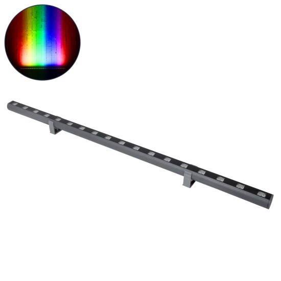 WASHERPANDA 90585 Μπάρα Φωτισμού Wall Washer LED 36W 3060lm 15° DC 24V Αδιάβροχο IP67 Πολύχρωμο RGBW Dimmable DMX512 - Bridgelux SMD Chip - Γκρι Ανθρακί - Μ100 x Π4 x Υ3.5cm - 3 Χρόνια Εγγύηση