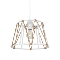 JUTE 203-0091 Μοντέρνο Κρεμαστό Φωτιστικό Οροφής με Ντουί 1 x E27 AC 220-240V IP20 - Λευκό & Μπεζ - Μ30 x Π30 x Υ23cm