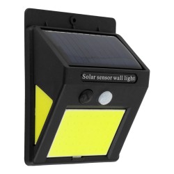 VELION 71496 Προβολέας με Ανιχνευτή PIR / Αισθητήρα Κίνησης LED 12W 600lm 180° DC 5V με Φωτοβολταϊκό Panel 5V 0.3W & Επαναφορτιζόμενη Μπαταρία Li-ion 3.2V 1200mAh Αδιάβροχο IP65 Ψυχρό Λευκό 6000K - Sanan COB Chip - Μαύρο - Μ9.6 x Π4.8 x Υ12.4cm - 2 Χρ