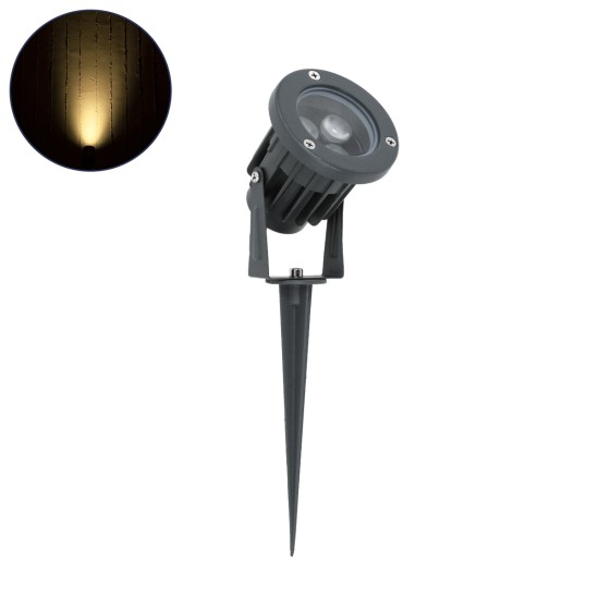 TREETZINA 90351 Φωτιστικό Σποτ για Φυτά - Δέντρα με Βάση Κήπου / Καρφωτό LED 3W 330lm 10° DC 24V Αδιάβροχο IP65 Θερμό Λευκό 2700K Dimmable - Bridgelux SMD Chip - Γκρι Ανθρακί - Μ10.5 x Π7.5 x Υ7.5cm - 3 Χρόνια Εγγύηση