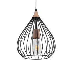 RADIARO 201-0015 Vintage Κρεμαστό Φωτιστικό Οροφής με Ντουί 1 x E27 AC 220-240V IP20 - Μαύρο & Χάλκινο - Μ26 x Π26 x Υ35cm