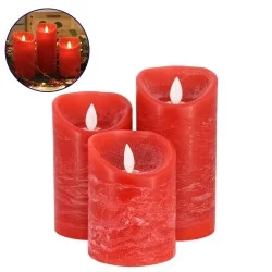  FIREFLAME 79558 Διακοσμητικό Κερί Παραφίνης με Εφέ Κινούμενης Φλόγας & IR Ασύρματο Χειριστήριο LED 0.5W 25lm 120° DC 3V με 2xAA Μπαταρίες IP20 Θερμό Λευκό 2700K Dimmable - Κόκκινο - Μ7.5 x Π7.5 x Υ15cm - Πακέτο 3 Τεμαχίων - 1 Χρόνο Εγγύηση