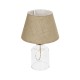 TRANS 204-0055 Μοντέρνο Επιτραπέζιο Φωτιστικό Πορτατίφ με Ντουί 1 x E27 AC 220-240V IP20 - Διάφανο & Μπεζ - Μ22 x Π22 x Υ34cm