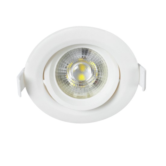 DE VALERA 60182 Χωνευτό Κινούμενο Downlight Σποτ LED 5W 500lm 60° AC 220-240V IP20 Ψυχρό Λευκό 6000K - Bridgelux SMD Chip & TÜV SÜD Driver - Λευκό Ματ - Μ9 x Π9 x Υ4cm / Q8cm - 3 Χρόνια Εγγύηση