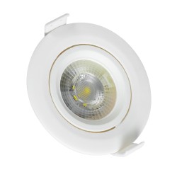 DE VALERA 60182 Χωνευτό Κινούμενο Downlight Σποτ LED 5W 500lm 60° AC 220-240V IP20 Ψυχρό Λευκό 6000K - Bridgelux SMD Chip & TÜV SÜD Driver - Λευκό Ματ - Μ9 x Π9 x Υ4cm / Q8cm - 3 Χρόνια Εγγύηση