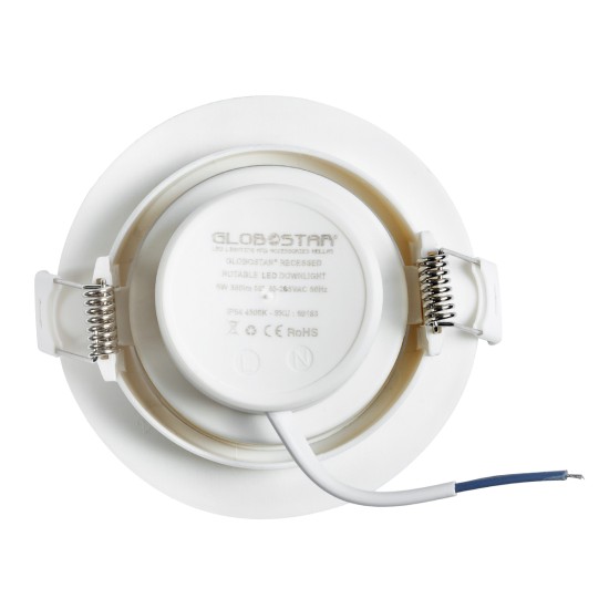 DE VALERA 60182 Χωνευτό Κινούμενο Downlight Σποτ LED 5W 500lm 60° AC 220-240V IP20 Ψυχρό Λευκό 6000K - Bridgelux SMD Chip & TÜV SÜD Driver - Λευκό Ματ - Μ9 x Π9 x Υ4cm / Q8cm - 3 Χρόνια Εγγύηση