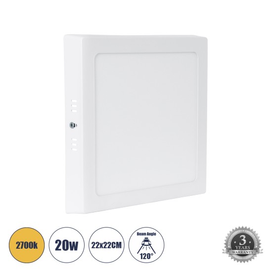 60205 Εξωτερικό LED Panel 22x22cm 20W 2060lm 120° AC 220-240V IP20 Μ22 x Π22 x Υ3cm Θερμό Λευκό 2700K - 3 Χρόνια Εγγύηση