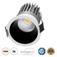 MICRO-B 60240 Χωνευτό LED Spot Downlight TrimLess Φ6cm 7W 910lm 38° AC 220-240V IP20 Φ6 x Υ7.8cm - Στρόγγυλο - Λευκό με Μαύρο Κάτοπτρο - Φυσικό Λευκό 4500K - Bridgelux COB - 5 Years Warranty