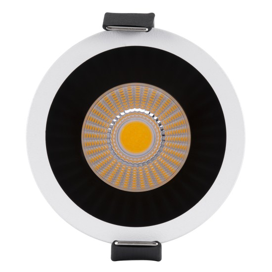 MICRO-B 60240 Χωνευτό LED Spot Downlight TrimLess Φ6cm 7W 910lm 38° AC 220-240V IP20 Φ6 x Υ7.8cm - Στρόγγυλο - Λευκό με Μαύρο Κάτοπτρο - Φυσικό Λευκό 4500K - Bridgelux COB - 5 Years Warranty