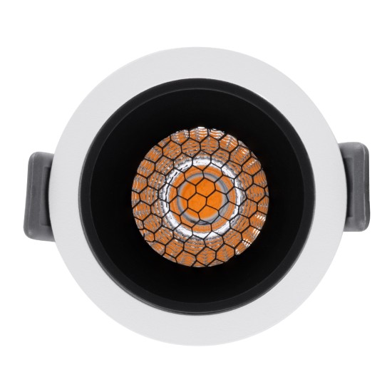 PLUTO-S 60247 Χωνευτό Downlight Σποτ με Honeycomb Anti Glare Reflector LED 7W 875lm 38° AC 220-240V IP20 Θερμό Λευκό 2700K - Bridgelux COB Chip & TÜV SÜD Driver - Λευκό & Μαύρο Ματ - Μ6.4 x Π6.4 x Υ4.9cm / Q5.5cm - 5 Χρόνια Εγγύηση