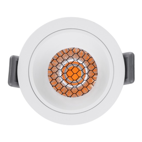 PLUTO-S 60249 Χωνευτό Downlight Σποτ με Honeycomb Anti Glare Reflector LED 7W 875lm 38° AC 220-240V IP20 Θερμό Λευκό 2700K - Bridgelux COB Chip & TÜV SÜD Driver - Λευκό Ματ - Μ6.4 x Π6.4 x Υ4.9cm / Q5.5cm - 5 Χρόνια Εγγύηση