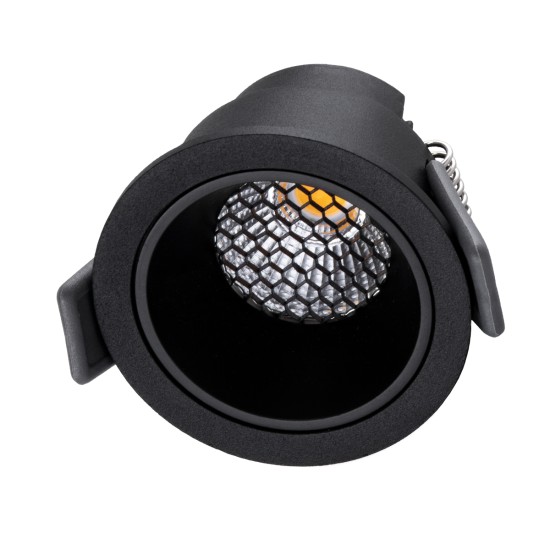 PLUTO-S 60251 Χωνευτό Downlight Σποτ με Honeycomb Anti Glare Reflector LED 7W 875lm 38° AC 220-240V IP20 Θερμό Λευκό 2700K - Bridgelux COB Chip & TÜV SÜD Driver - Μαύρο Ματ - Μ6.4 x Π6.4 x Υ4.9cm / Q5.5cm - 5 Χρόνια Εγγύηση